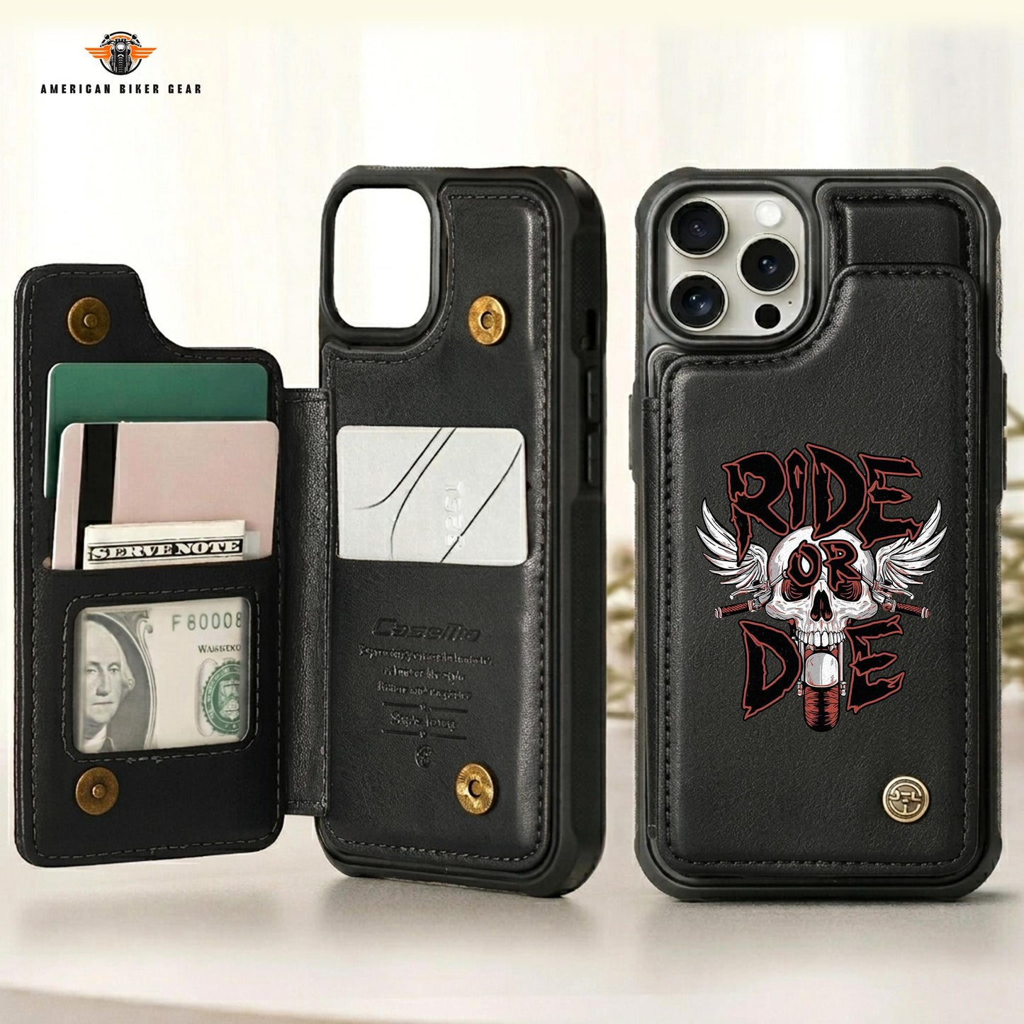 Biker Personalized Leather Wallet Phone Case LV06
