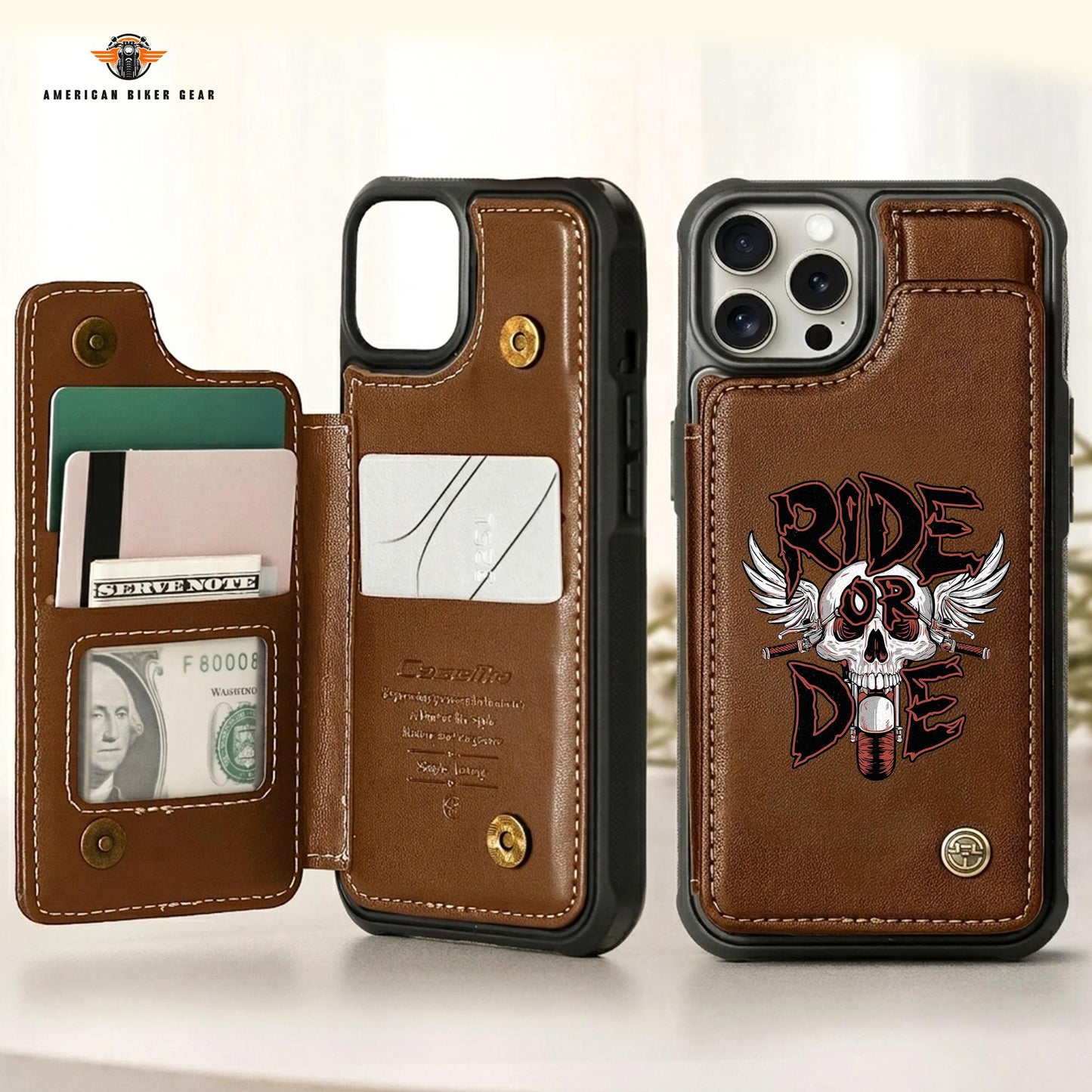 Biker Personalized Leather Wallet Phone Case LV06