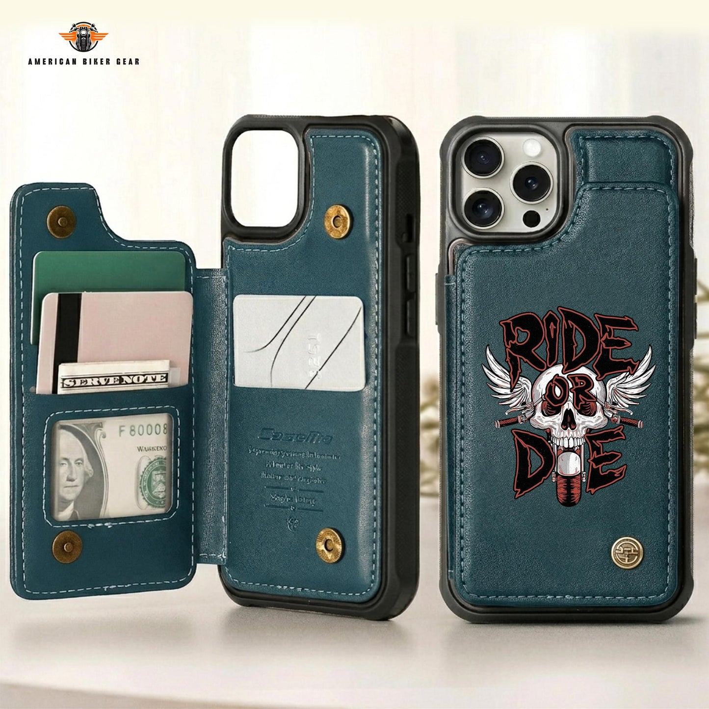 Biker Personalized Leather Wallet Phone Case LV06