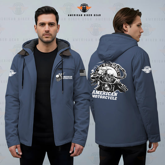 American Motorcycle Padded Hooded Winter Jacket LV03