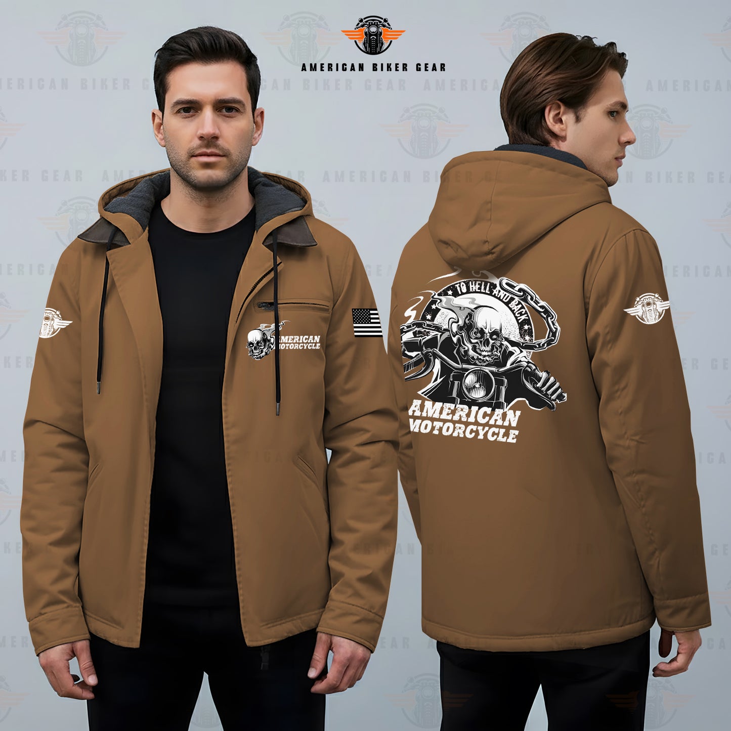 American Motorcycle Padded Hooded Winter Jacket LV03