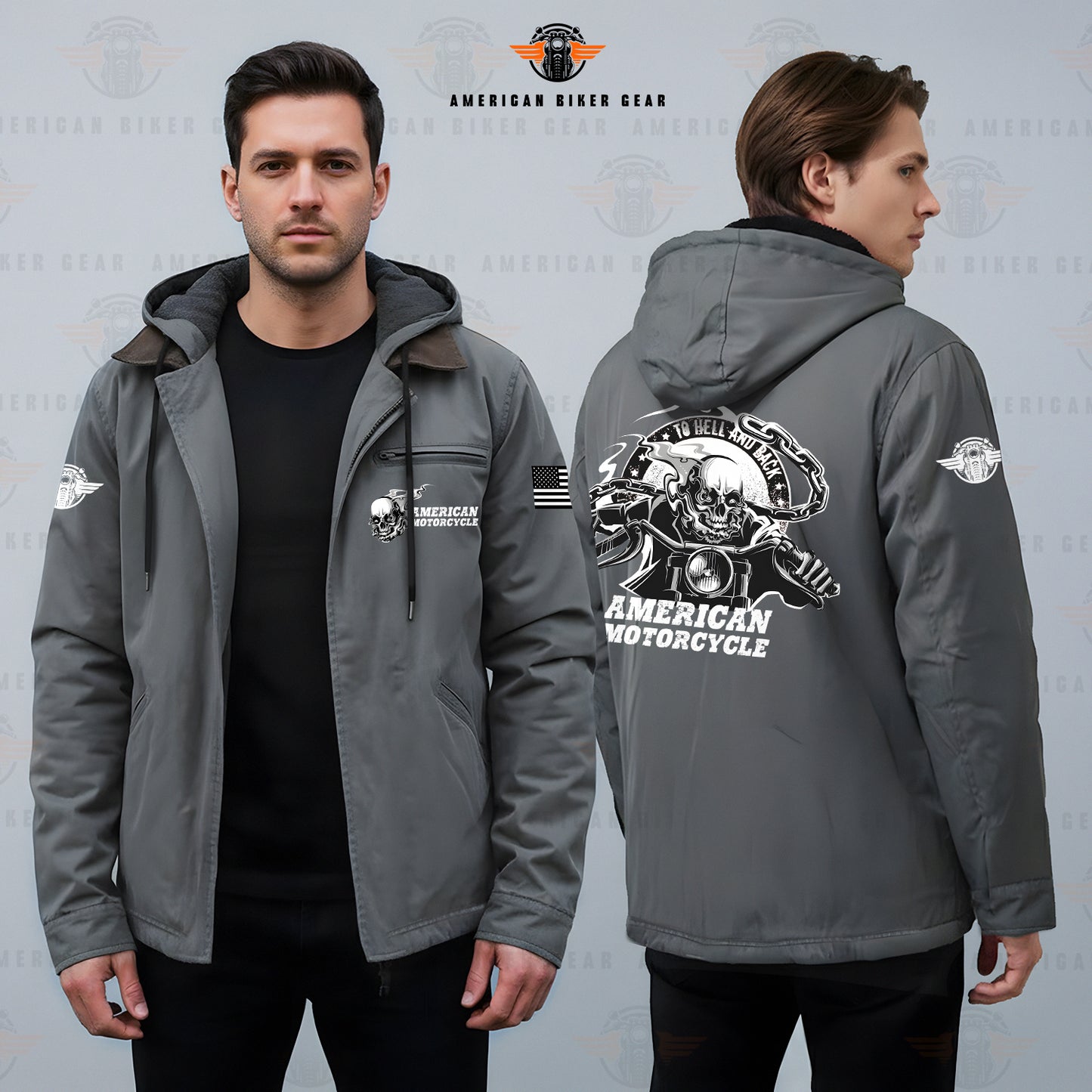 American Motorcycle Padded Hooded Winter Jacket LV03