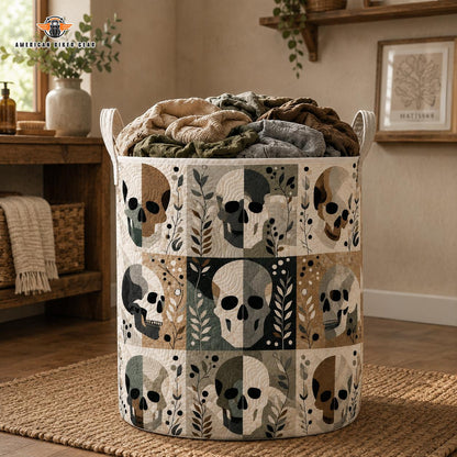 Skull Floral Quilted Laundry Basket LV04