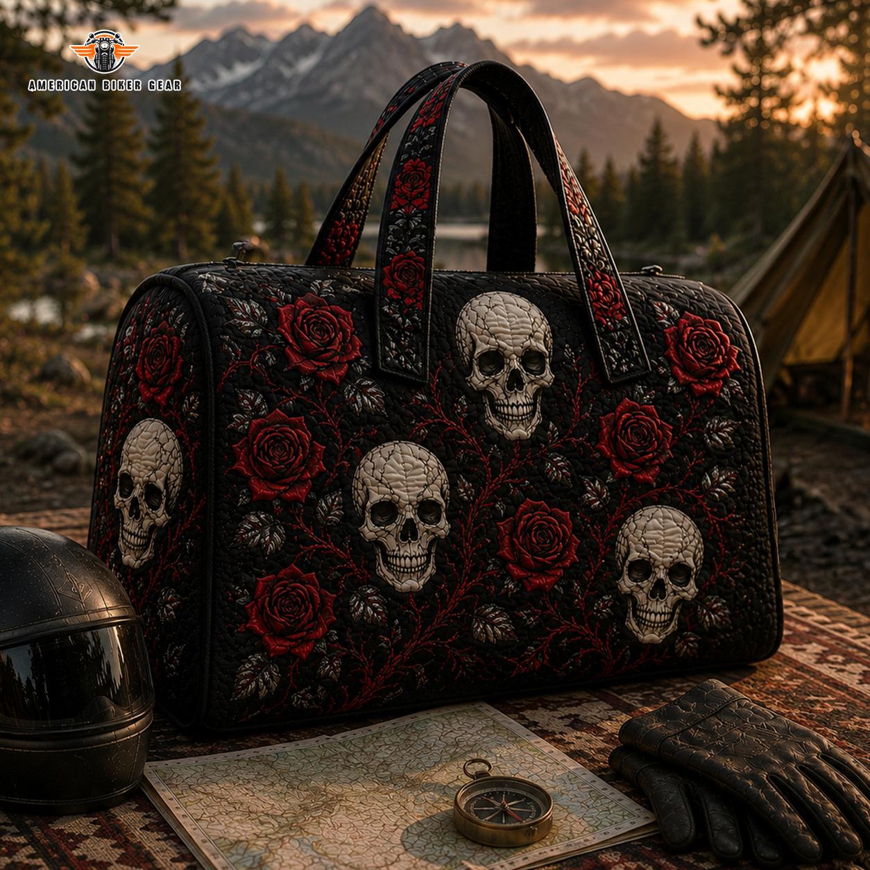 Skull Rose Quilted Duffle Bag LV03