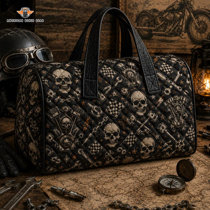 Skull Biker Quilted Duffle Bag LV04