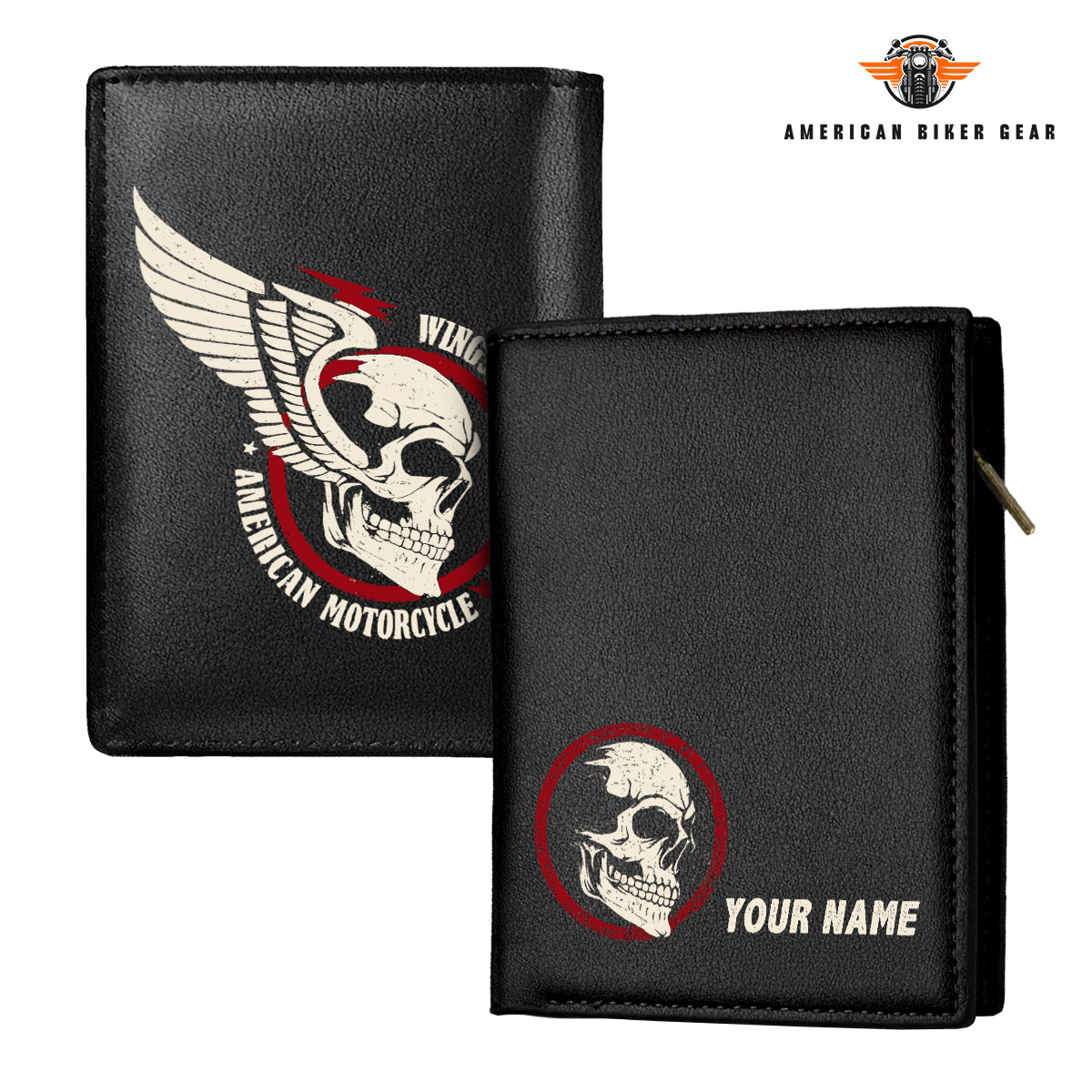 Biker Personalized Men’s Slim Vertical Leather Wallet LV04