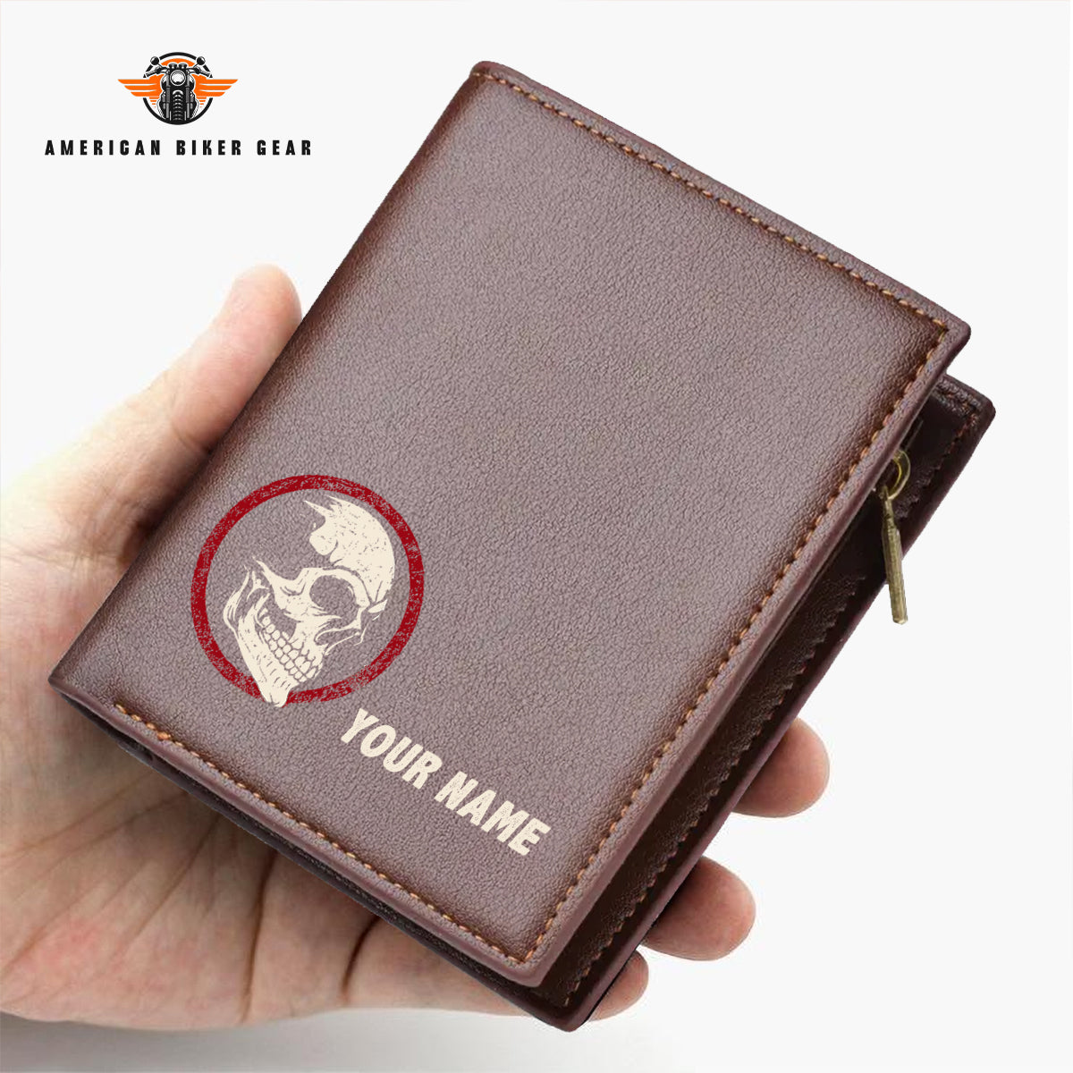 Biker Personalized Men’s Slim Vertical Leather Wallet LV04