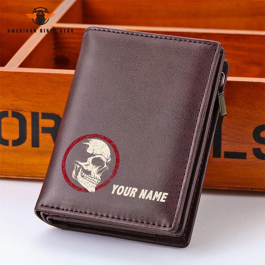 Biker Personalized Men’s Slim Vertical Leather Wallet LV04
