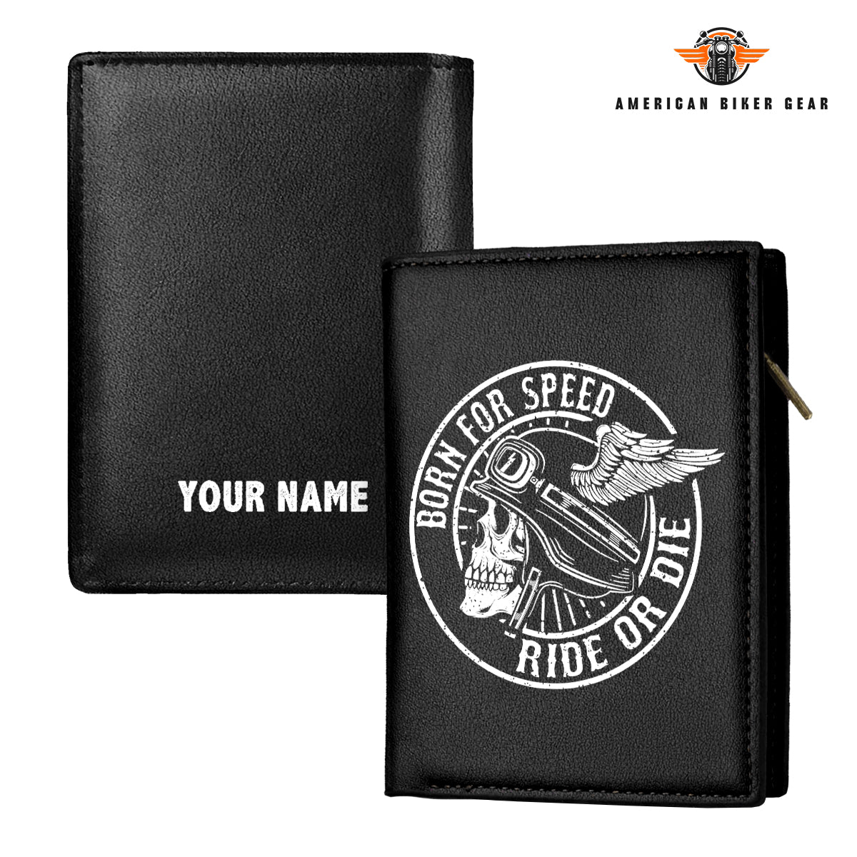 Biker Personalized Men’s Slim Vertical Leather Wallet LV05