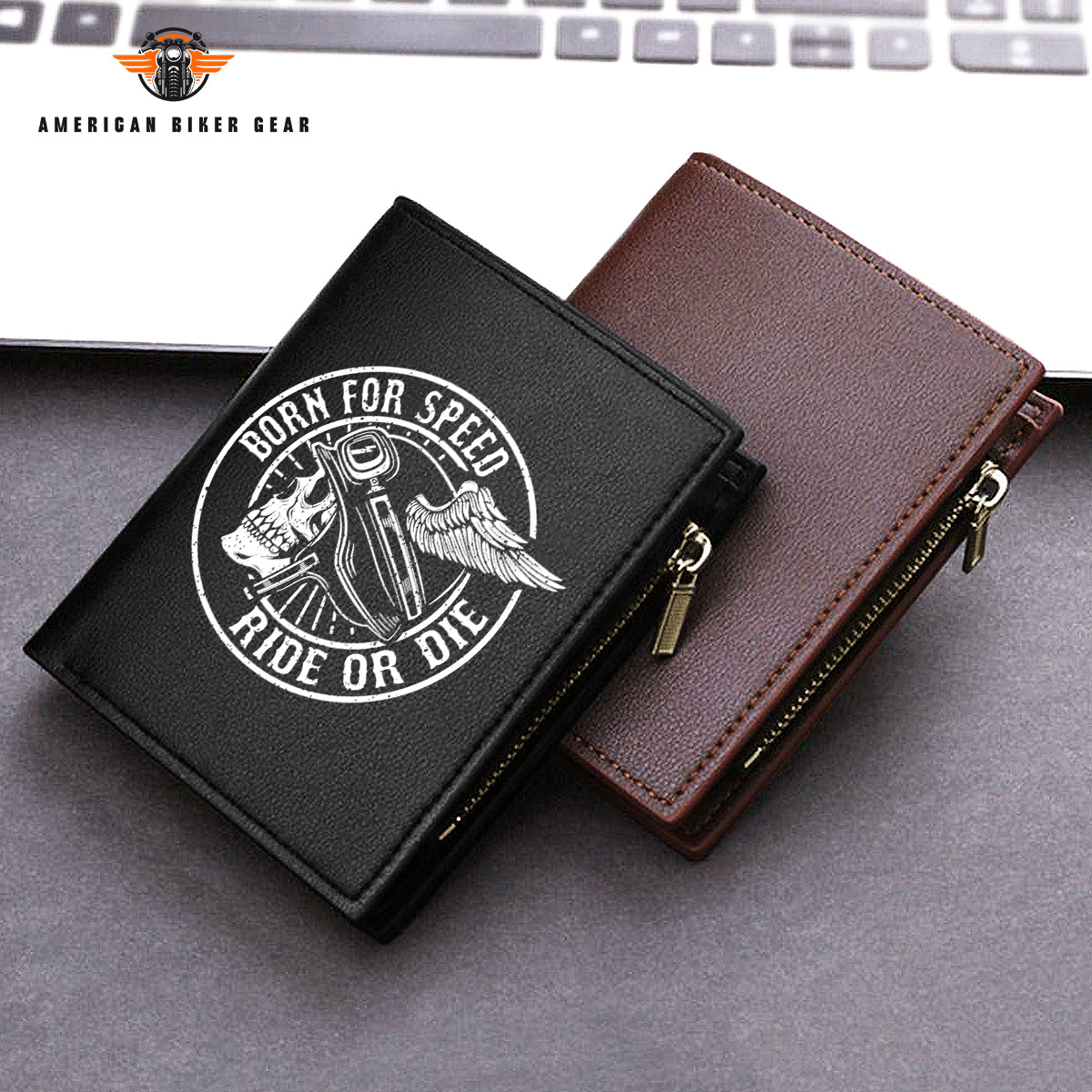 Biker Personalized Men’s Slim Vertical Leather Wallet LV05