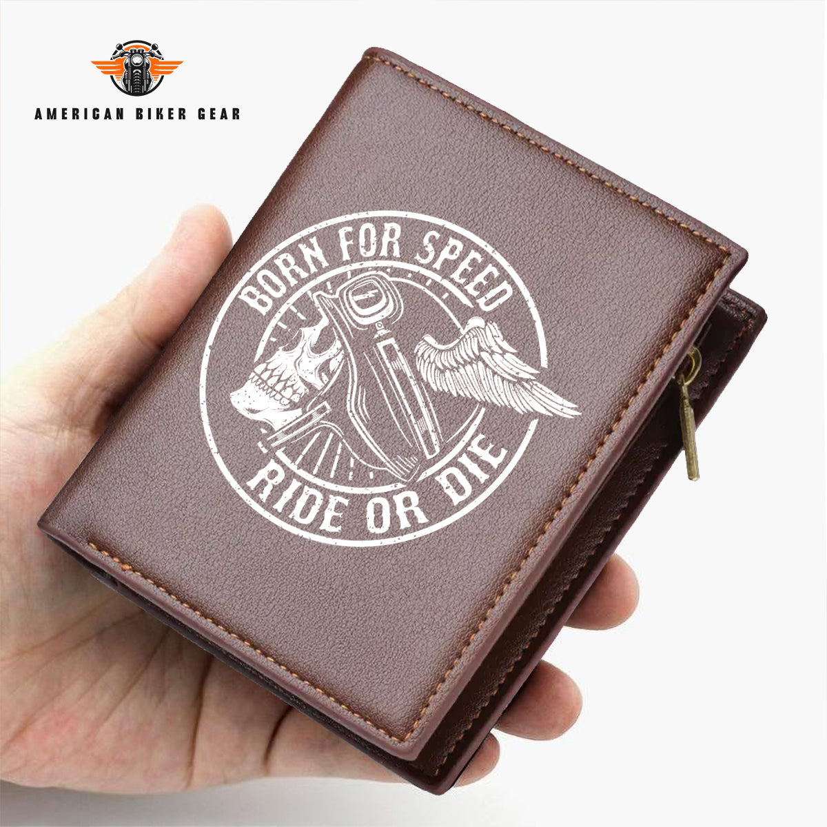 Biker Personalized Men’s Slim Vertical Leather Wallet LV05