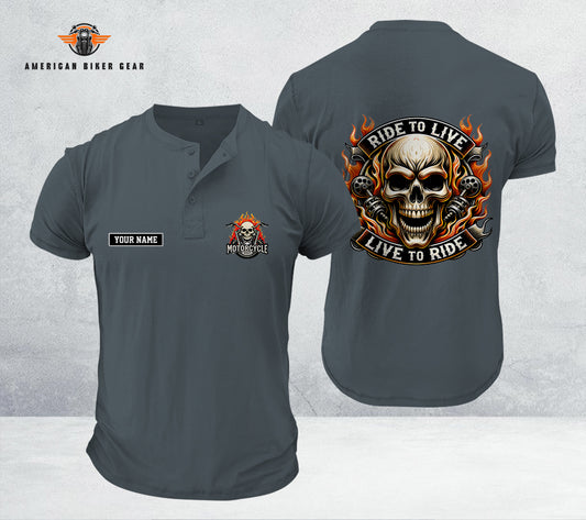 Ride To Live Live To Ride Henley Shirt