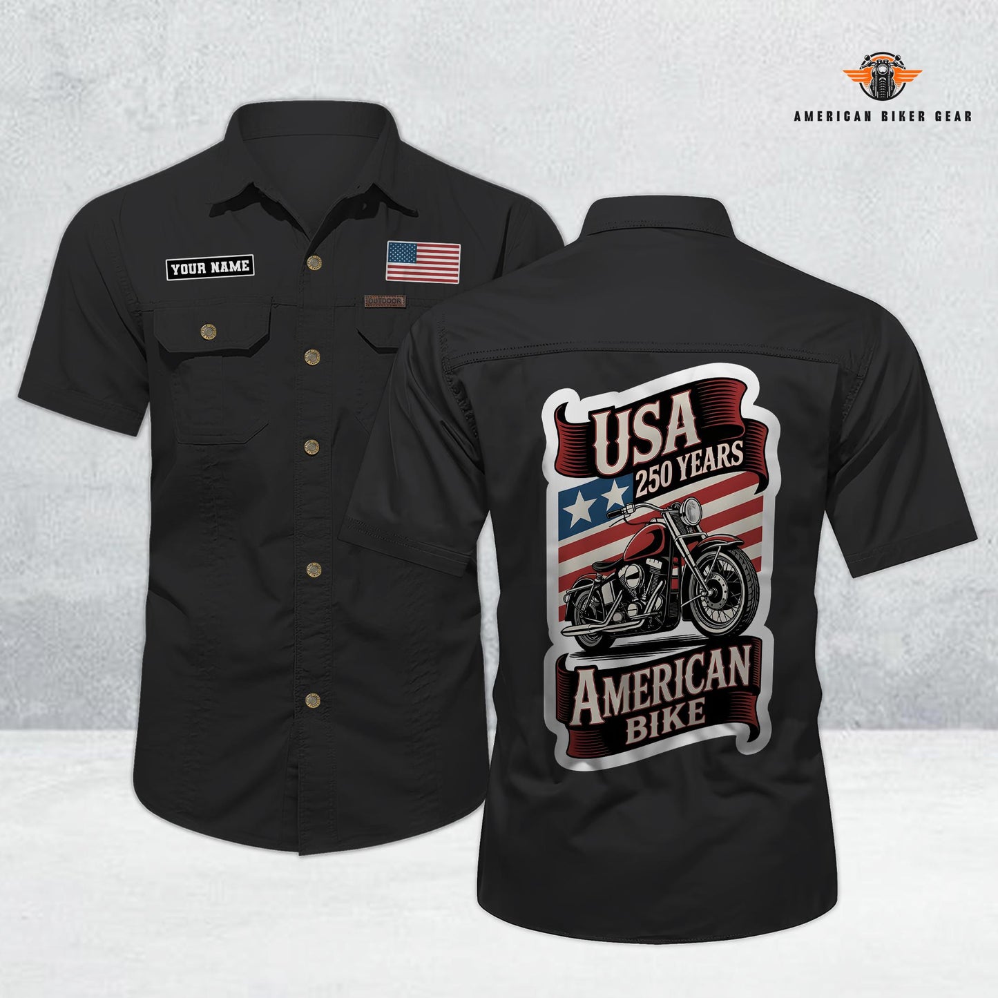 USA 250th Anniversary Biker Personalized Short Sleeve Cargo Shirt TG04
