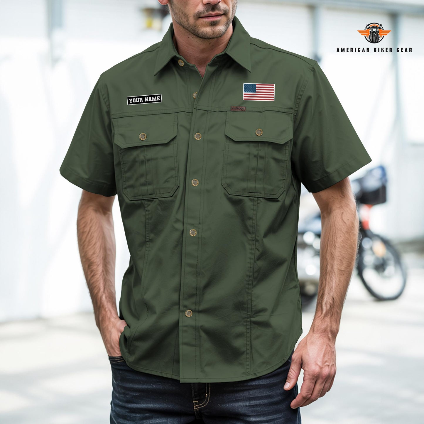 USA 250th Anniversary Biker Personalized Short Sleeve Cargo Shirt TG04