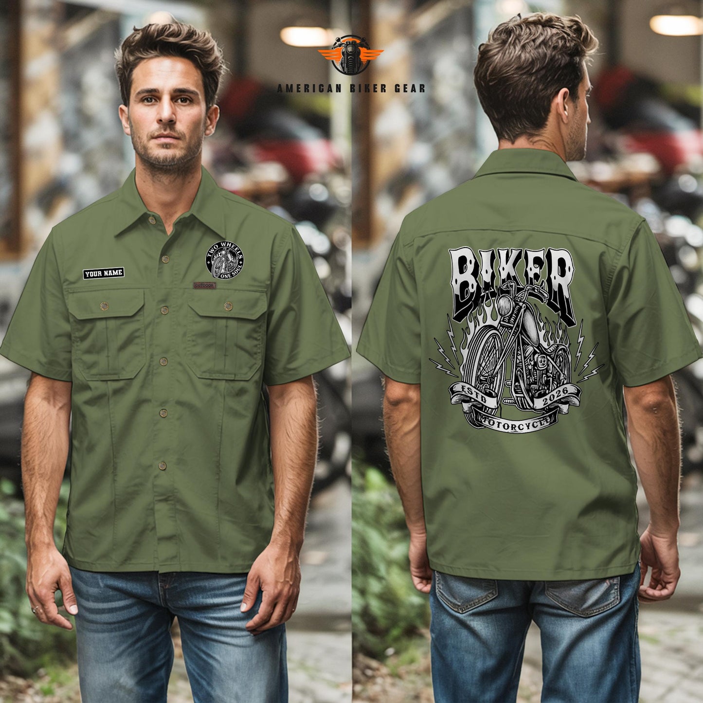 Biker Personalized Short Sleeve Cargo Shirt TG05