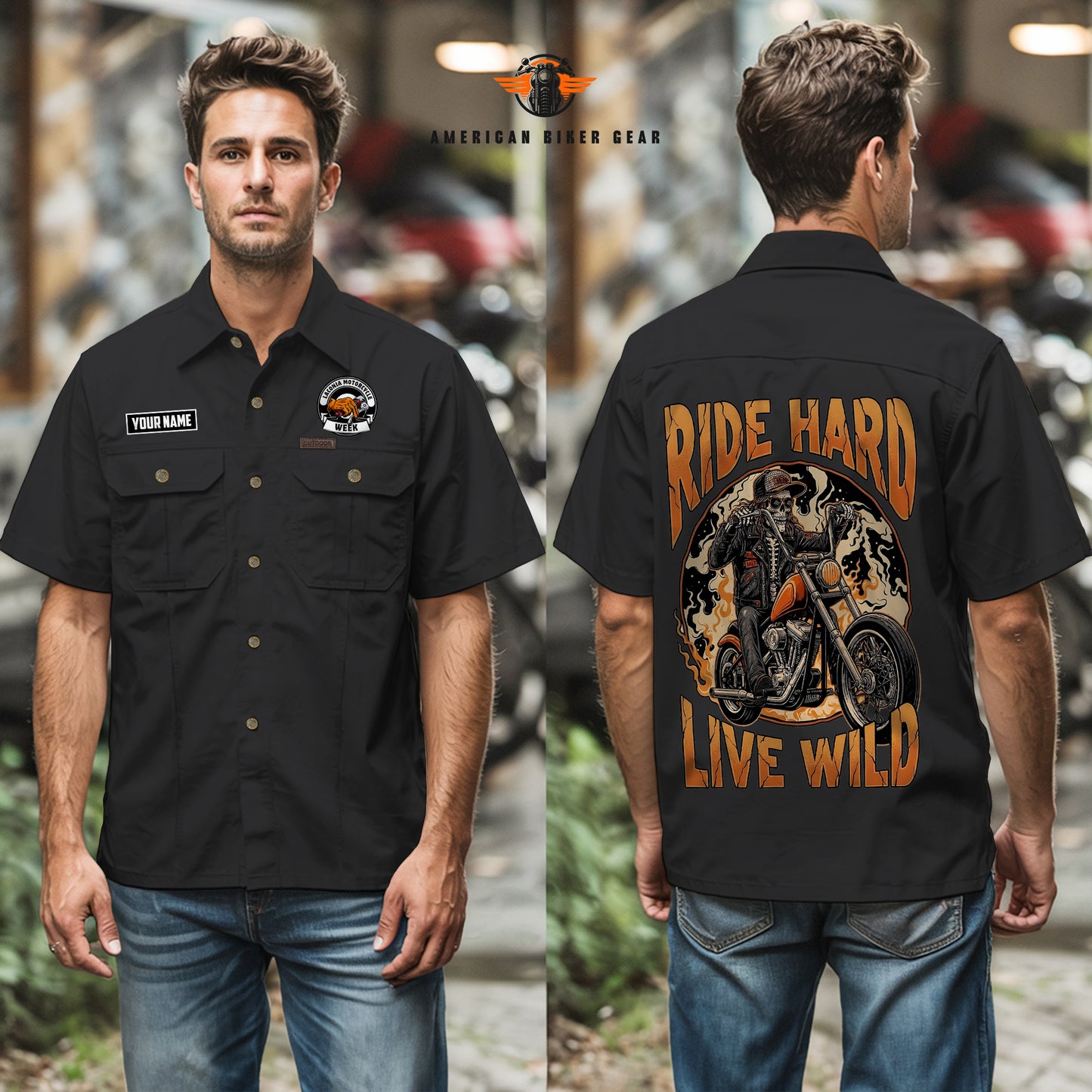 Laconia Biker Personalized Men’s Short Sleeve Cargo Shirt TG14