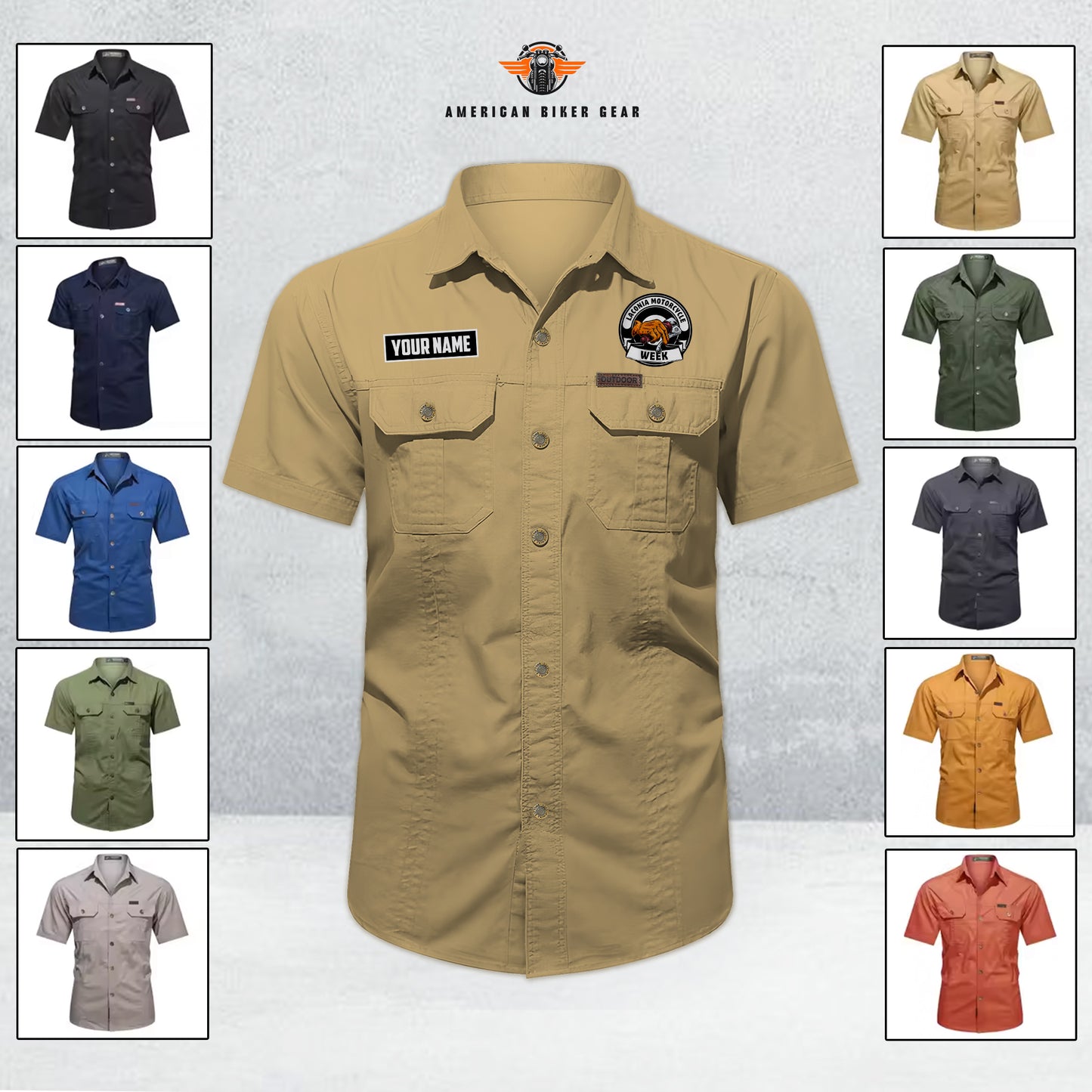 Laconia Biker Personalized Men’s Short Sleeve Cargo Shirt TG14