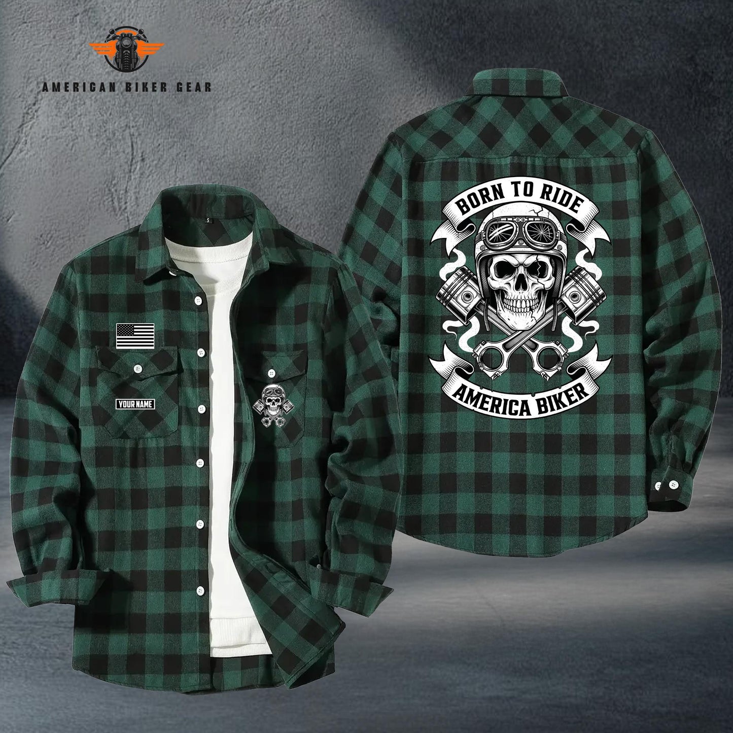 Biker Personalized Casual Flannel Long Sleeve Shirt TG12