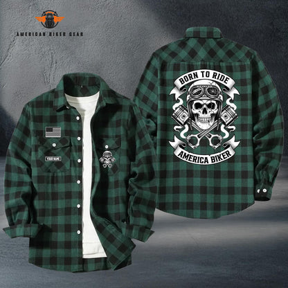 Biker Personalized Casual Flannel Long Sleeve Shirt TG12