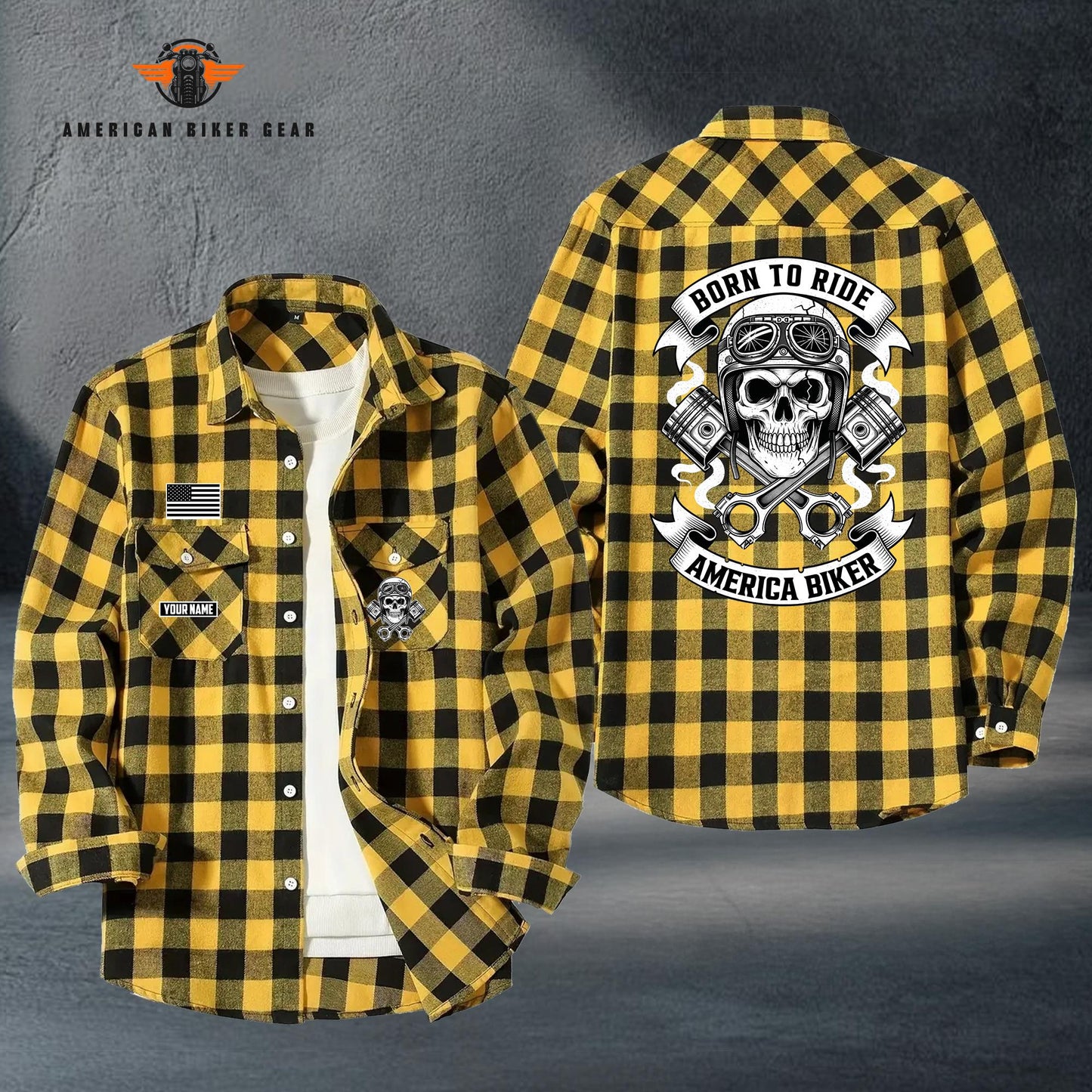 Biker Personalized Casual Flannel Long Sleeve Shirt TG12