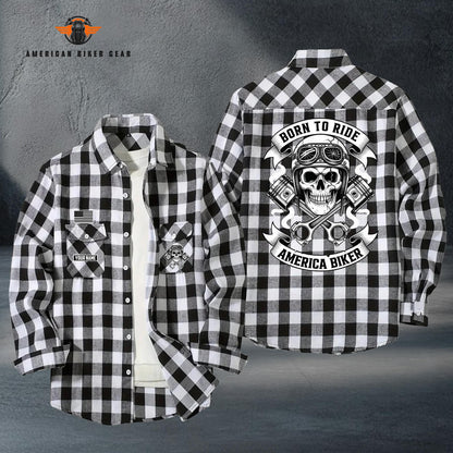 Biker Personalized Casual Flannel Long Sleeve Shirt TG12