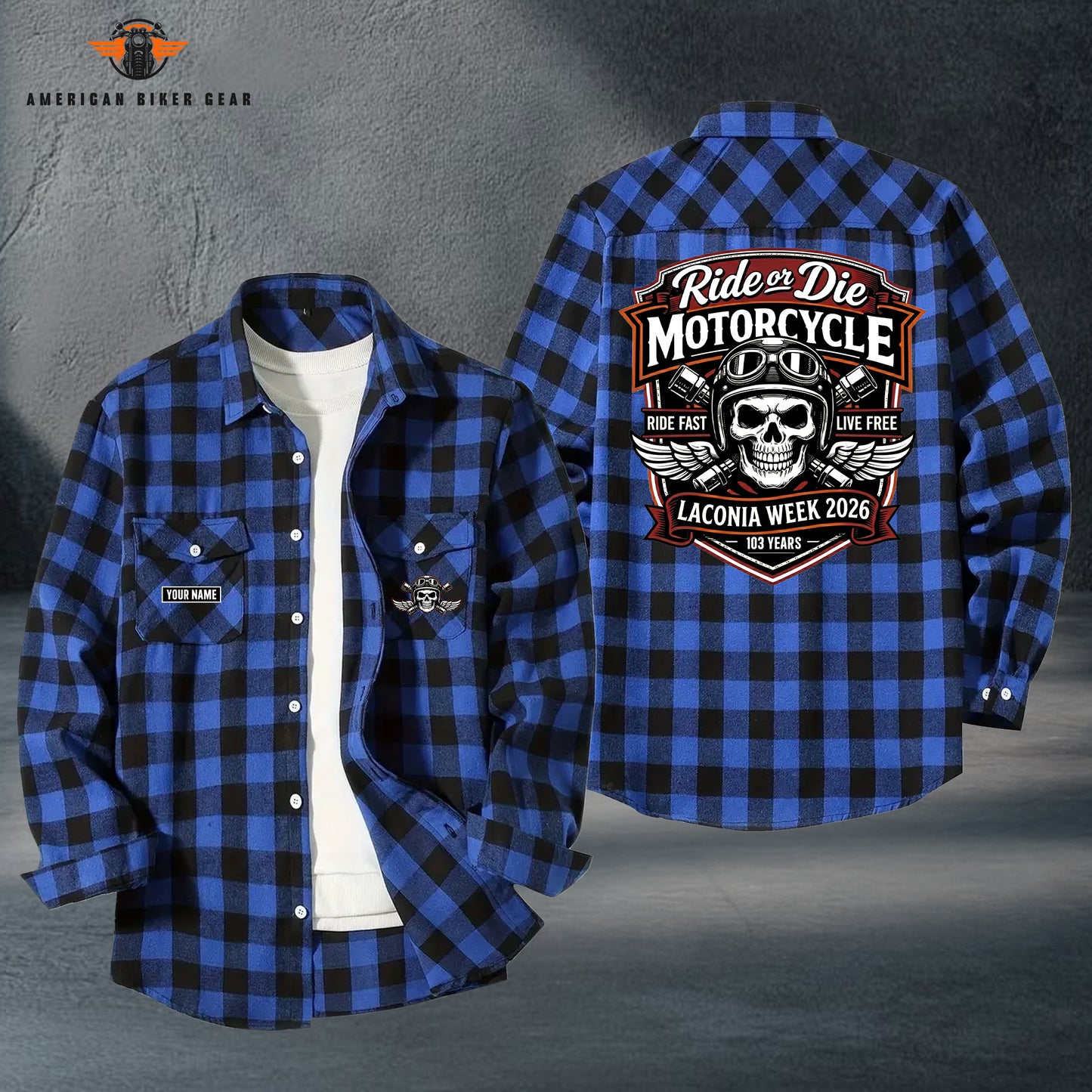 Biker Personalized Casual Flannel Long Sleeve Shirt TG16