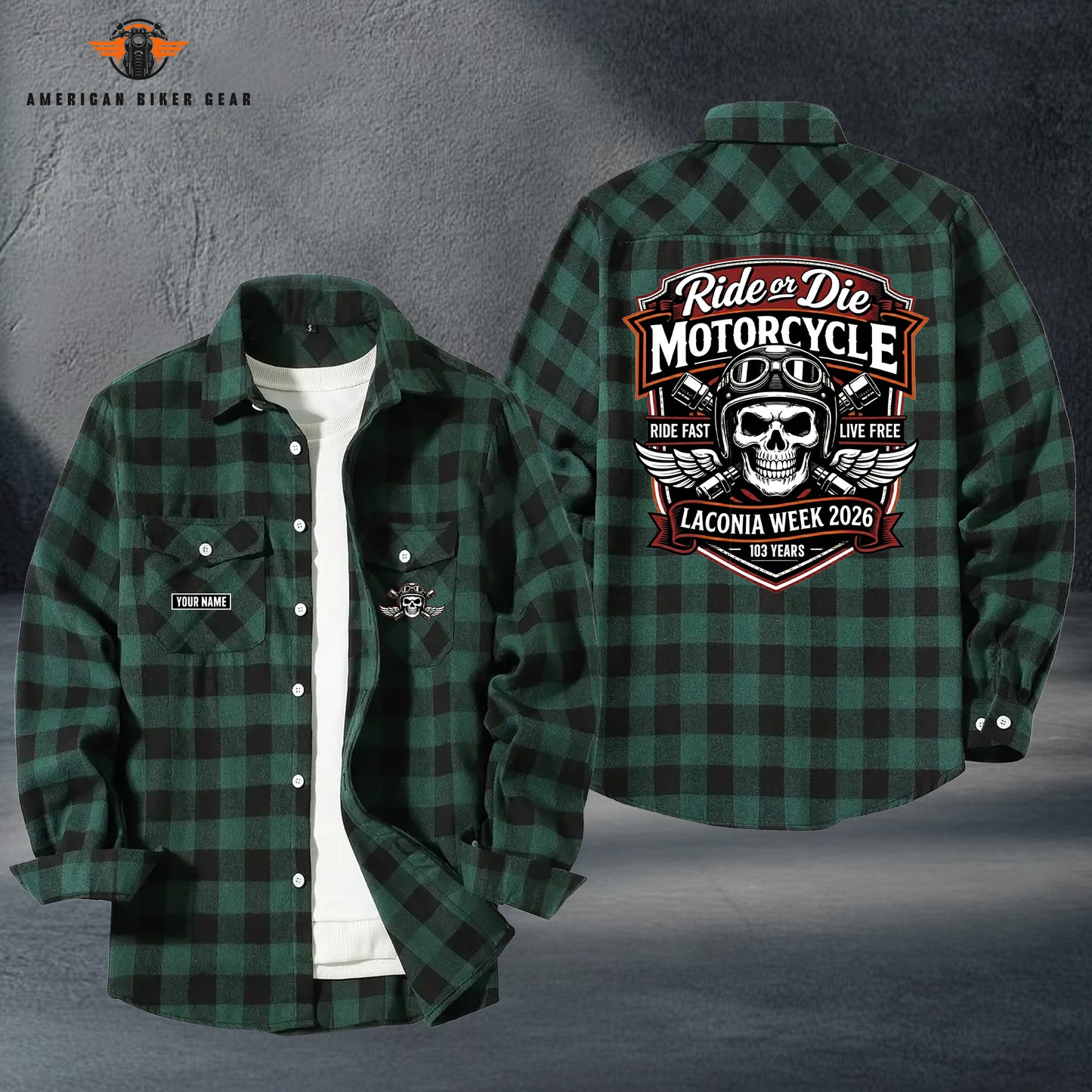 Biker Personalized Casual Flannel Long Sleeve Shirt TG16