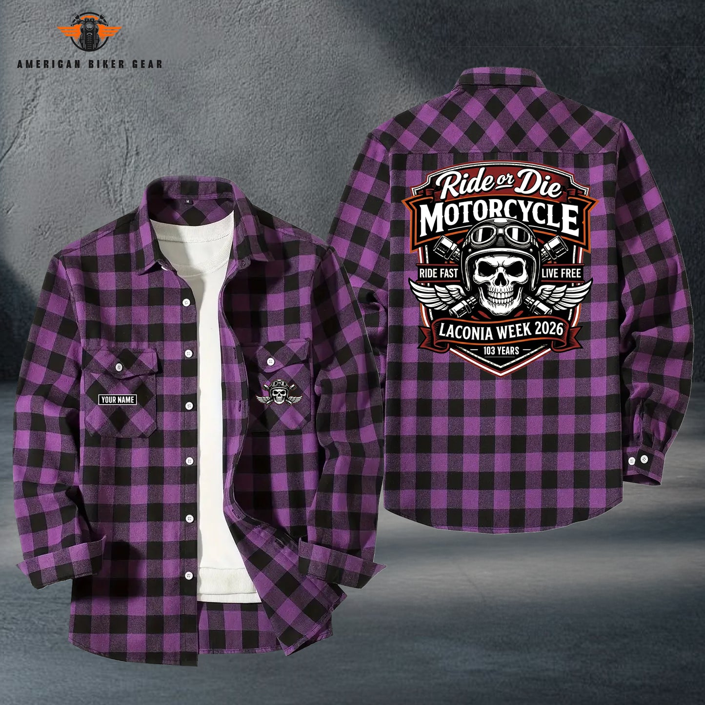 Biker Personalized Casual Flannel Long Sleeve Shirt TG16
