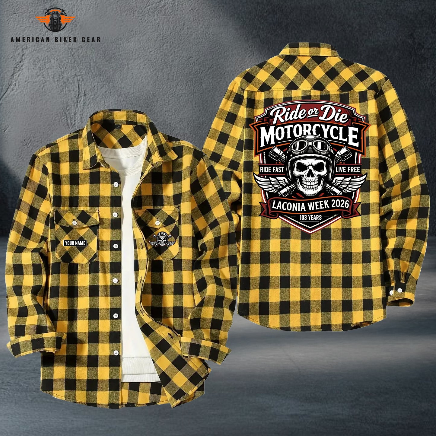 Biker Personalized Casual Flannel Long Sleeve Shirt TG16