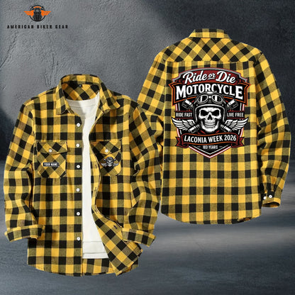 Biker Personalized Casual Flannel Long Sleeve Shirt TG16