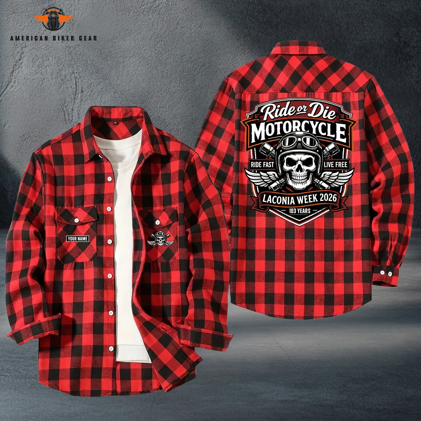 Biker Personalized Casual Flannel Long Sleeve Shirt TG16