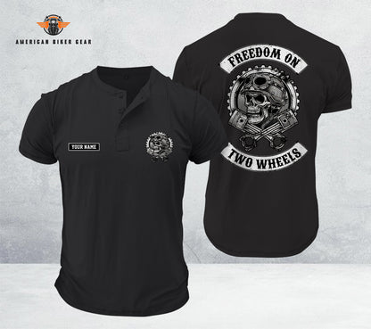 Freedom On Two Wheels Henley Shirt