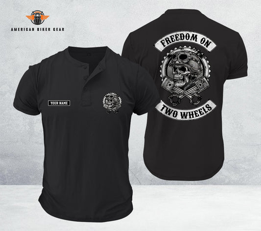 Freedom On Two Wheels Henley Shirt