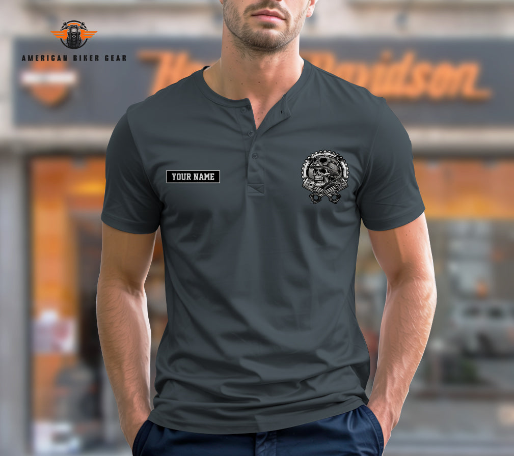 Freedom On Two Wheels Henley Shirt
