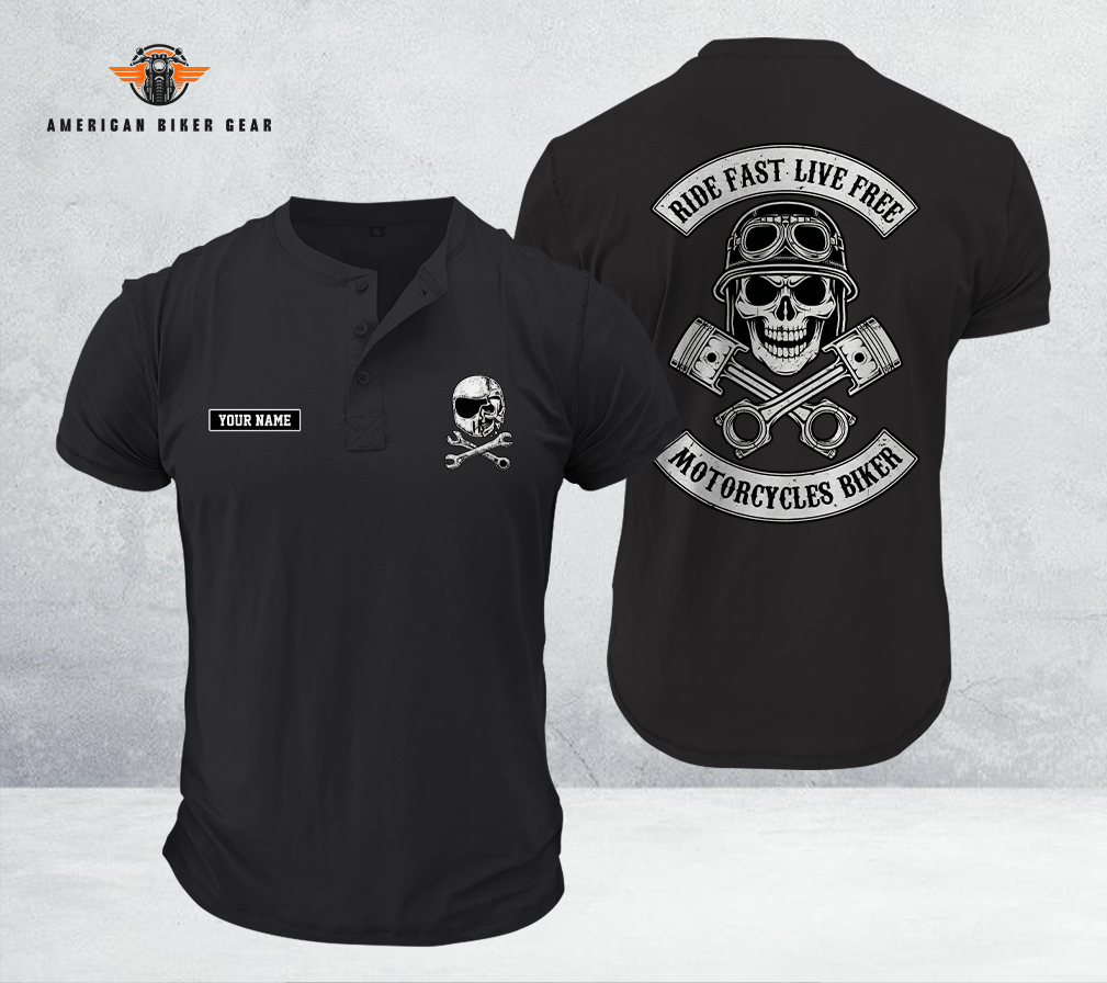 Ride Fast Live Free Henley Shirt