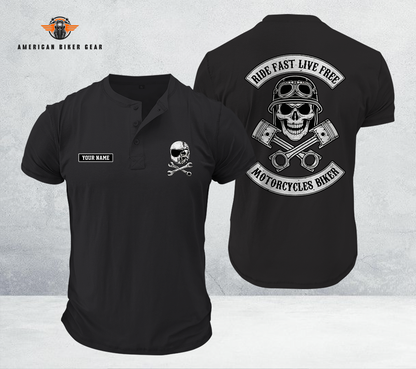 Ride Fast Live Free Henley Shirt