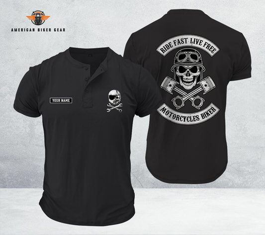 Ride Fast Live Free Henley Shirt
