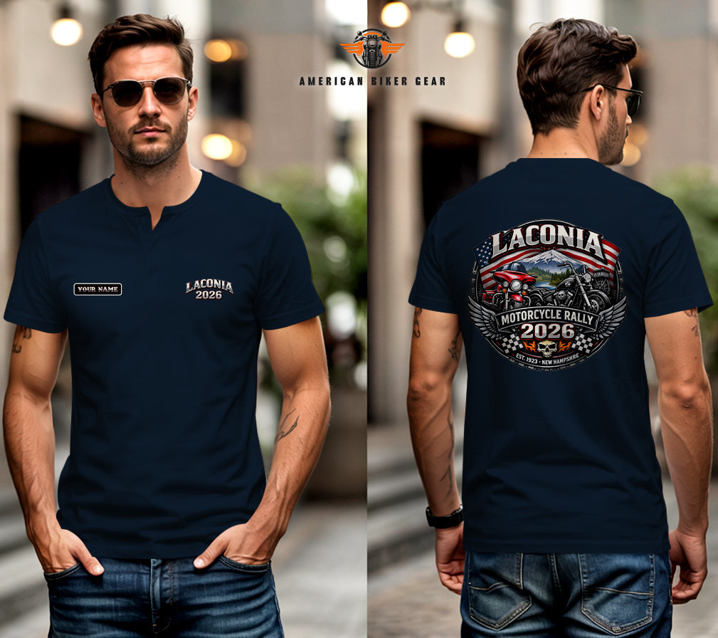 Laconia Biker Personalized Henley Shirt TG27
