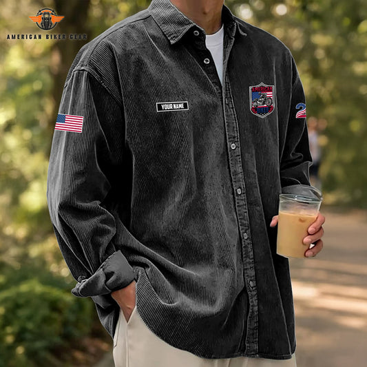 Biker USA 250th Anniversary Personalized Corduroy Shirt Button Long Sleeves TG08