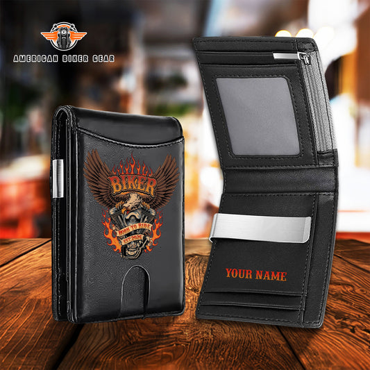 Biker Personalized Leather Money Clip Slim Wallet TG06
