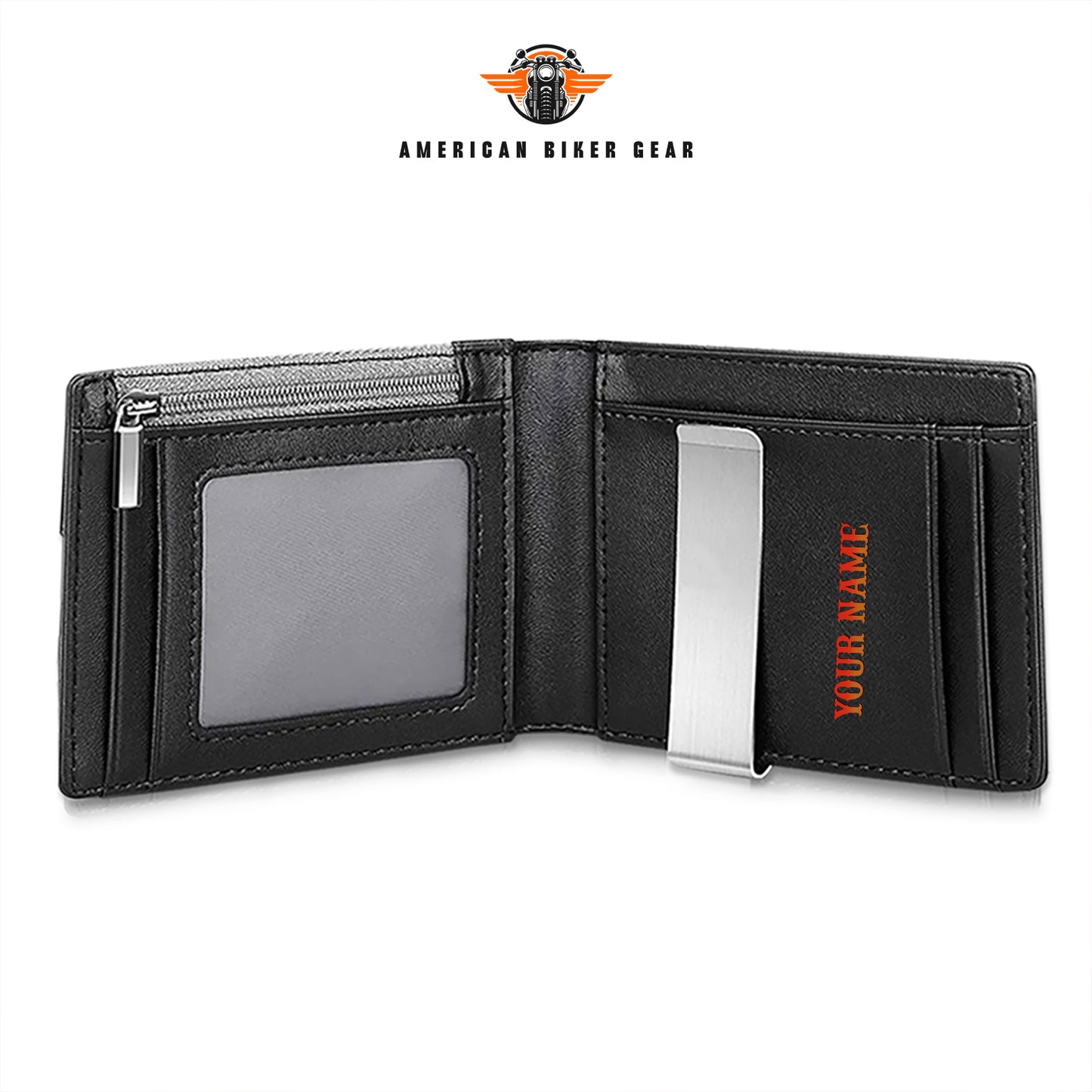 Biker Personalized Leather Money Clip Slim Wallet TG06