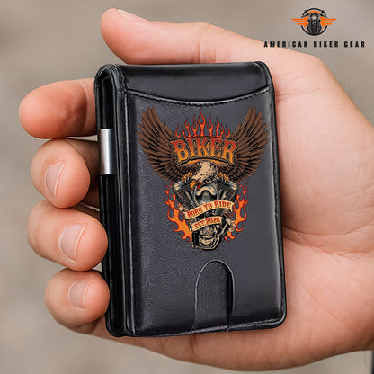 Biker Personalized Leather Money Clip Slim Wallet TG06
