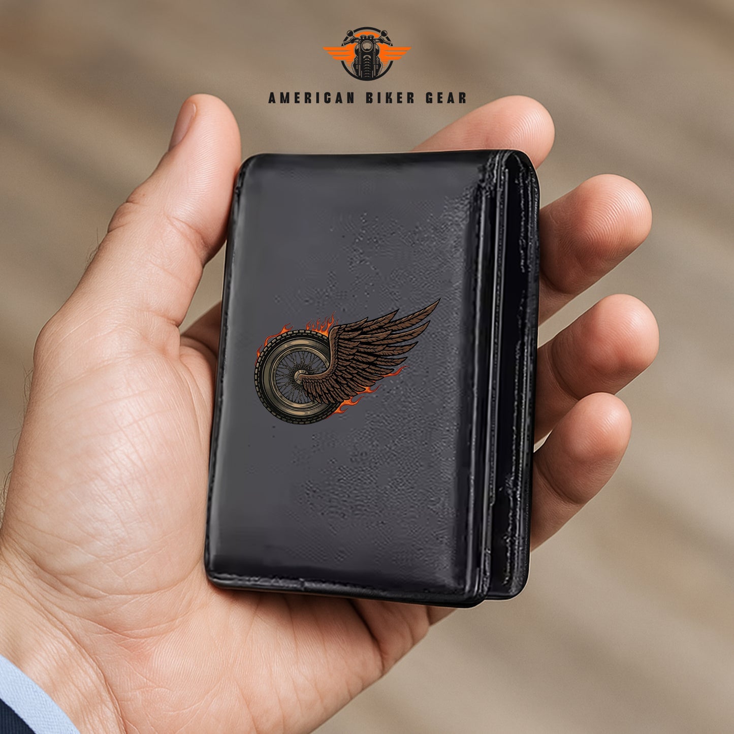 Biker Personalized Leather Money Clip Slim Wallet TG06