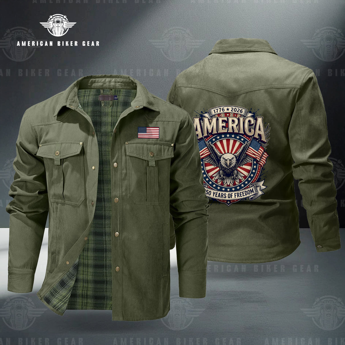 USA 250th Anniversary Personalized Line Flannel Jacket TG08