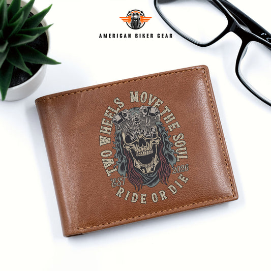 Biker Personalized Men’s Leather Bifold Wallet TG03
