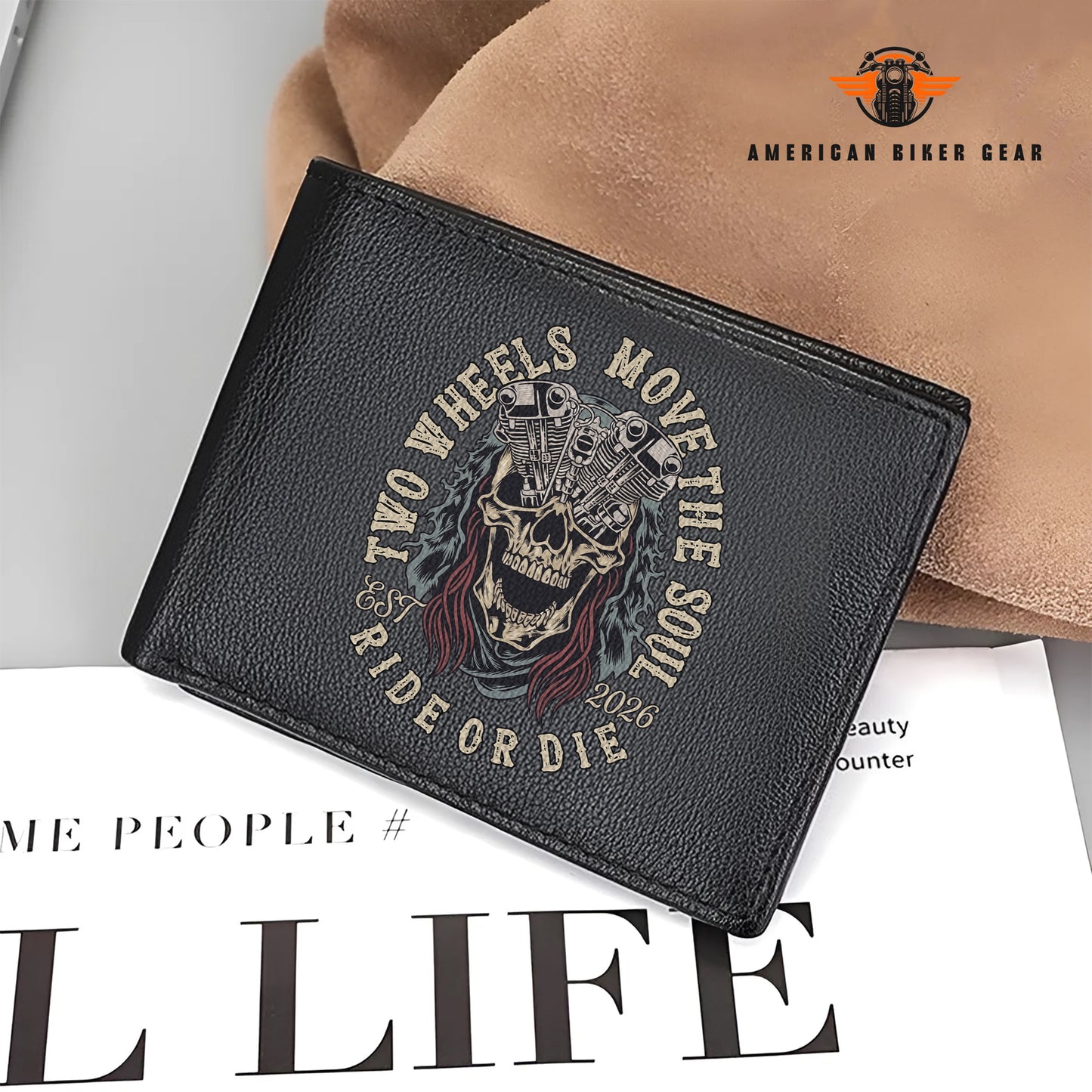Biker Personalized Men’s Leather Bifold Wallet TG03