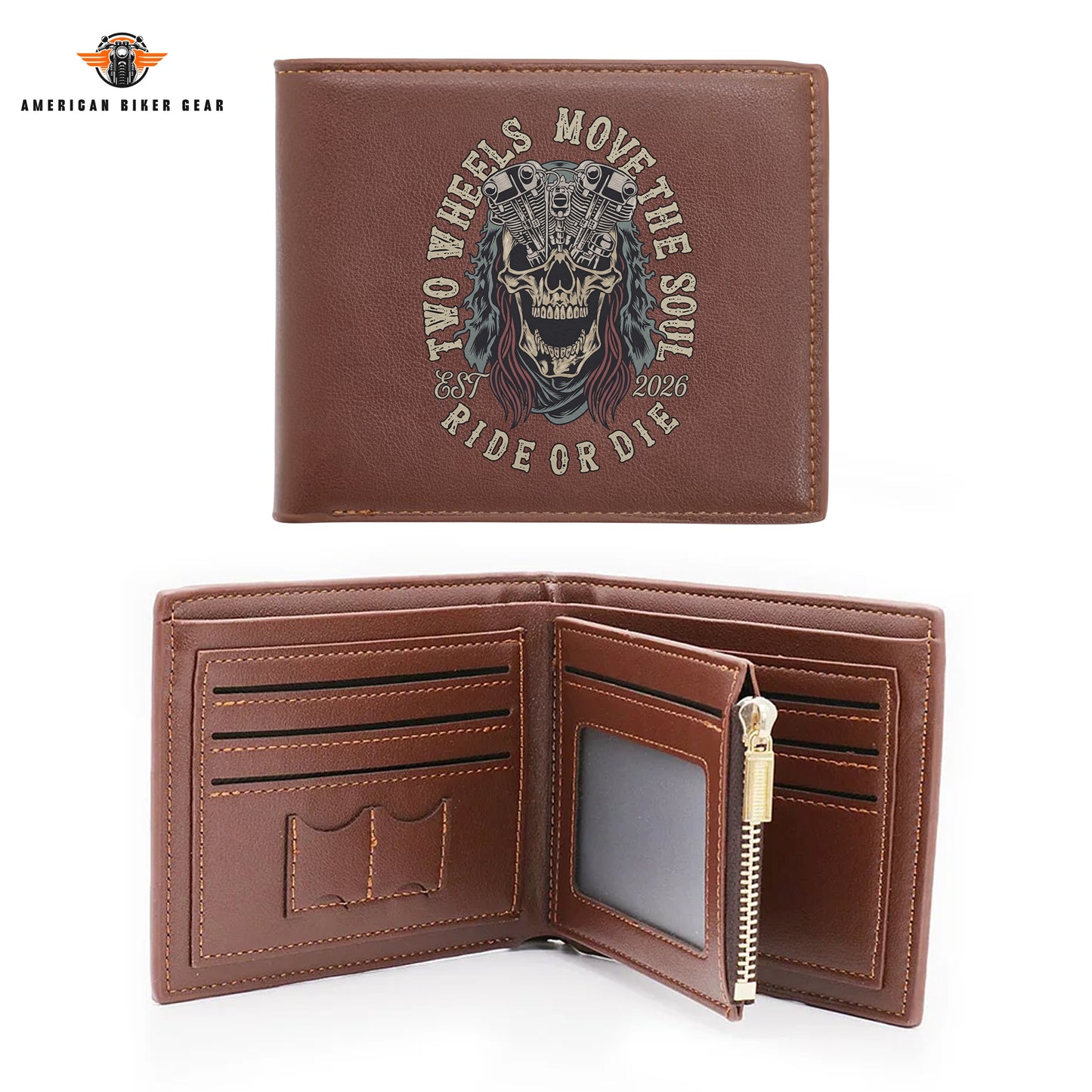 Biker Personalized Men’s Leather Bifold Wallet TG03
