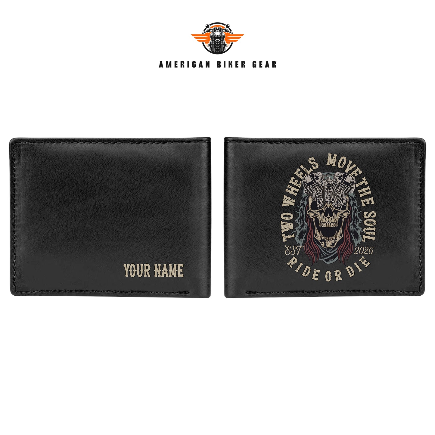 Biker Personalized Men’s Leather Bifold Wallet TG03