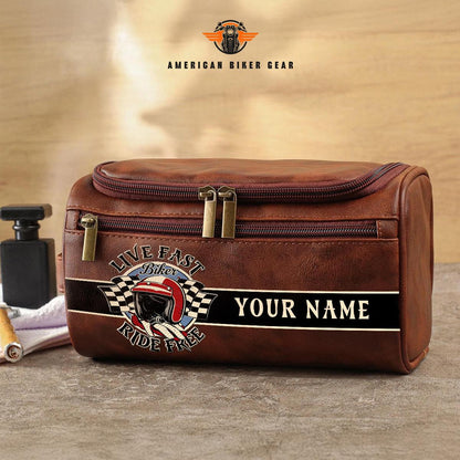 Biker Personalized Leather Toiletry Bag TG04