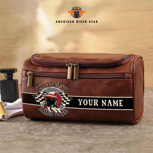 Biker Personalized Leather Toiletry Bag TG04